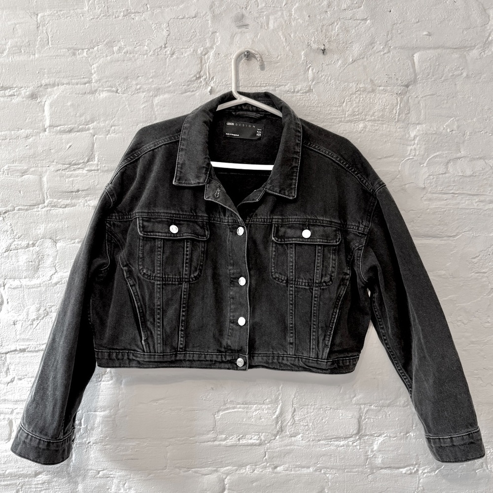 ASOS Design cropped black denim jacket